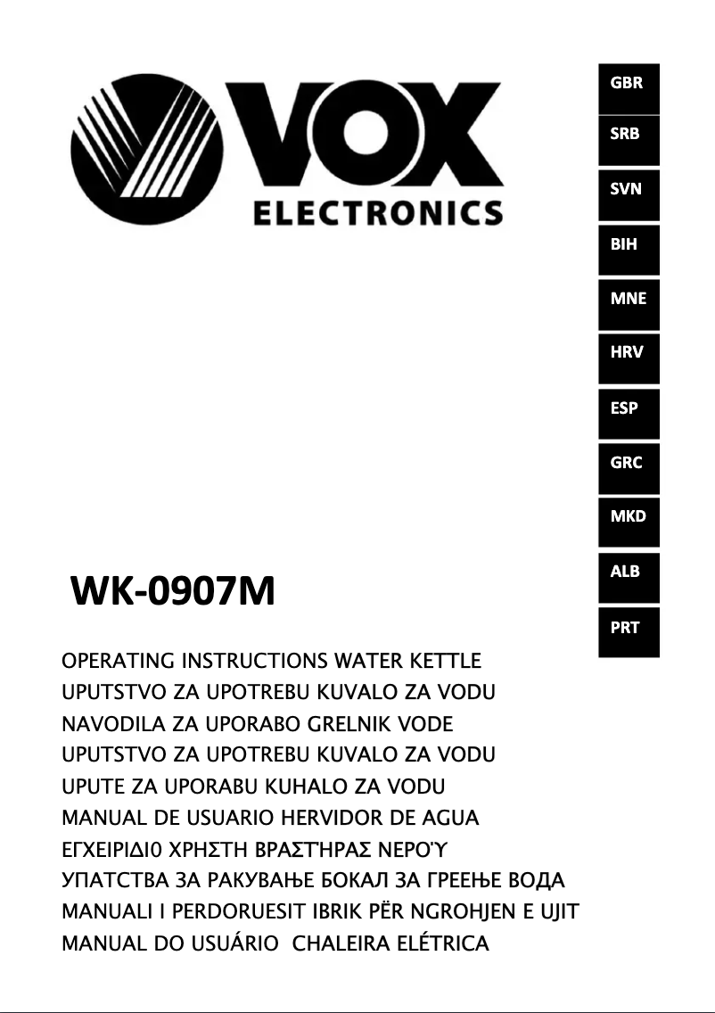 Page 1 de la notice Manuel utilisateur VOX WK 0907 M