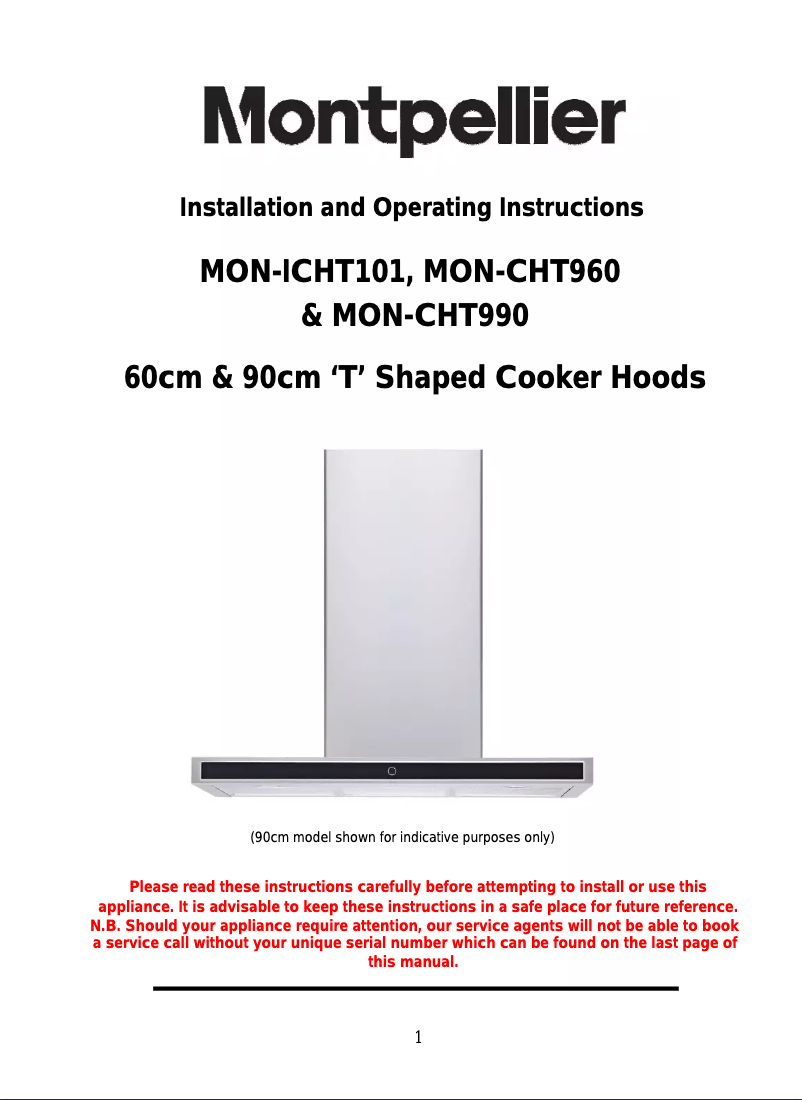 Page 1 de la notice Manuel utilisateur Montpellier ICHT101