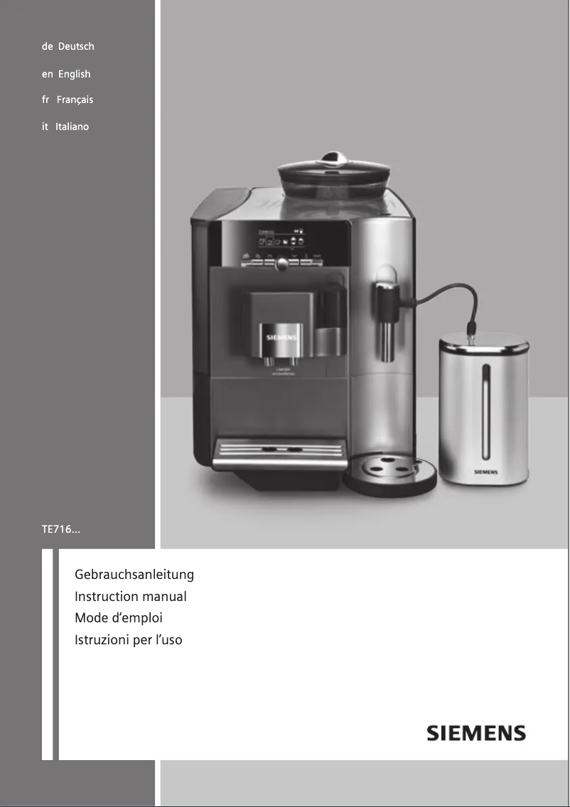 Page n°1 - Manuel utilisateur Siemens EQ.7 Plus aromaSense TE716511DE