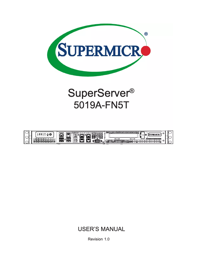 Page 1 de la notice Manuel utilisateur Supermicro SYS-5019A-FN5T