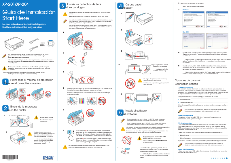 Imagen de la primera página del manual del dispositivo Expression XP-201