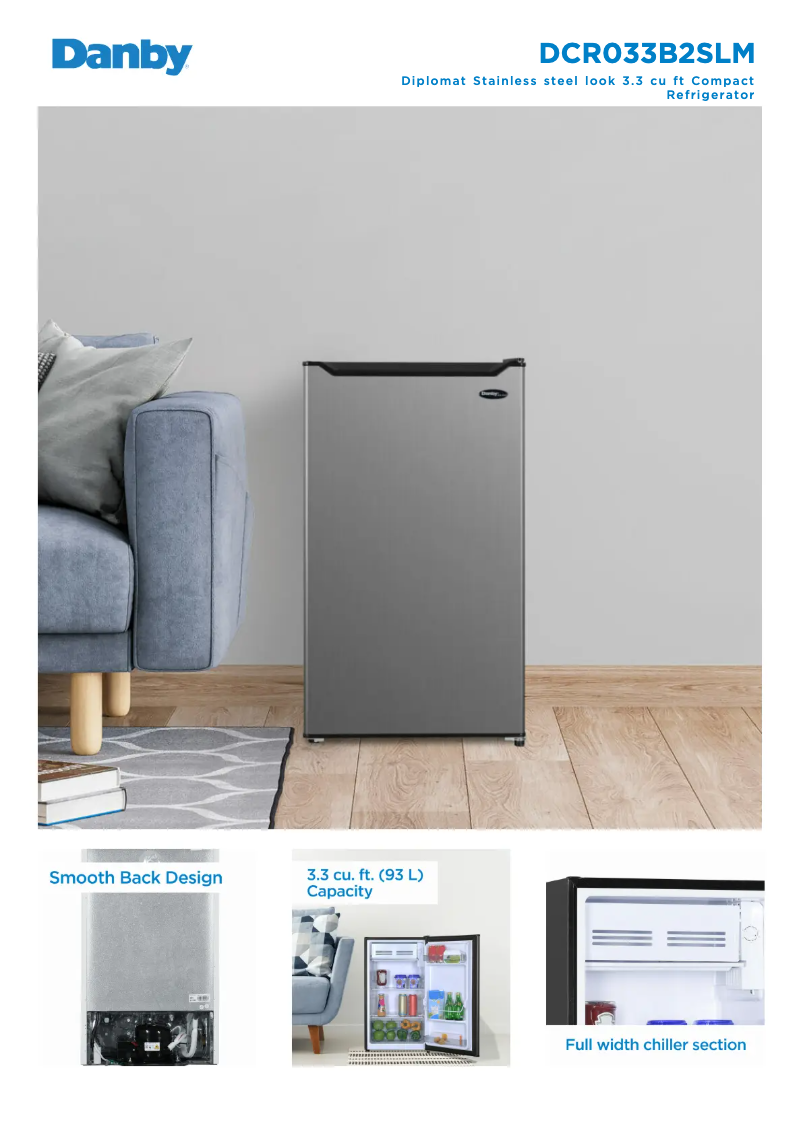Página 1 del manual Ficha técnica Danby DCR033B2SLM