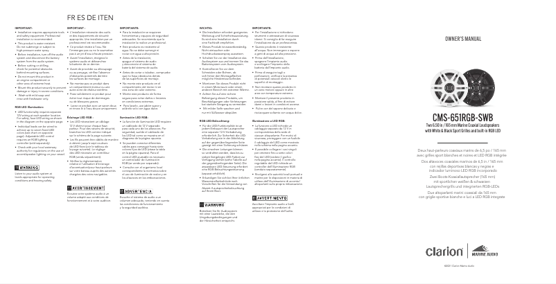 Page n°1 - Manuel utilisateur Clarion Premium CMS-651RGB-SWB