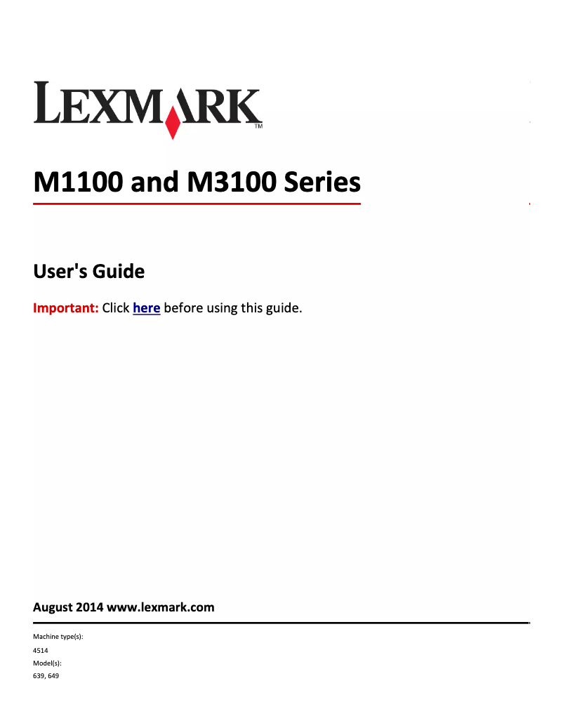 Page 1 de la notice Manuel utilisateur Lexmark M3150