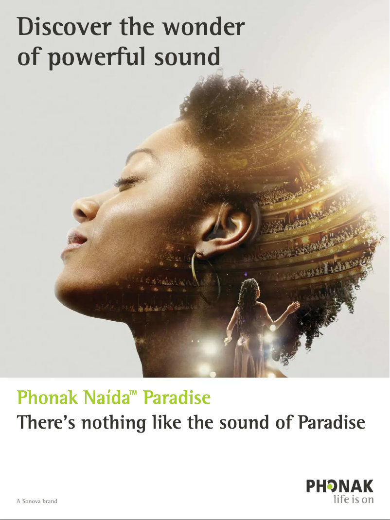 Page 1 de la notice Fiche technique Phonak Naída Paradise