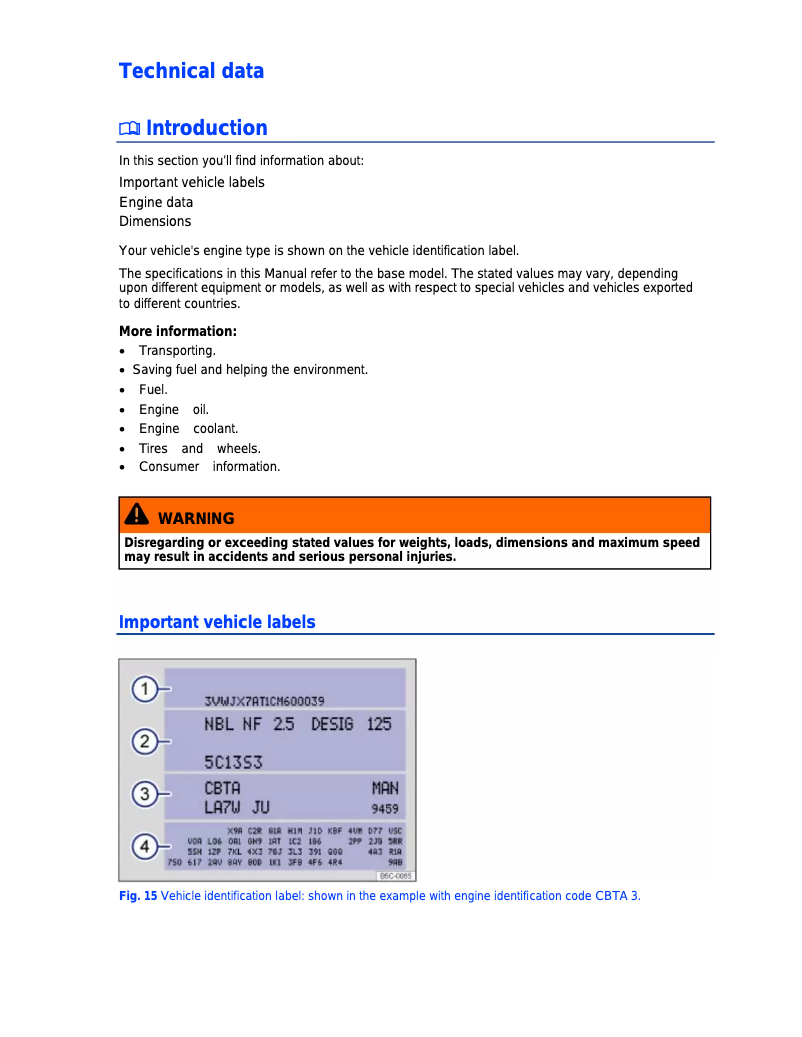 Page 1 de la notice Fiche technique Volkswagen Beetle (2013)