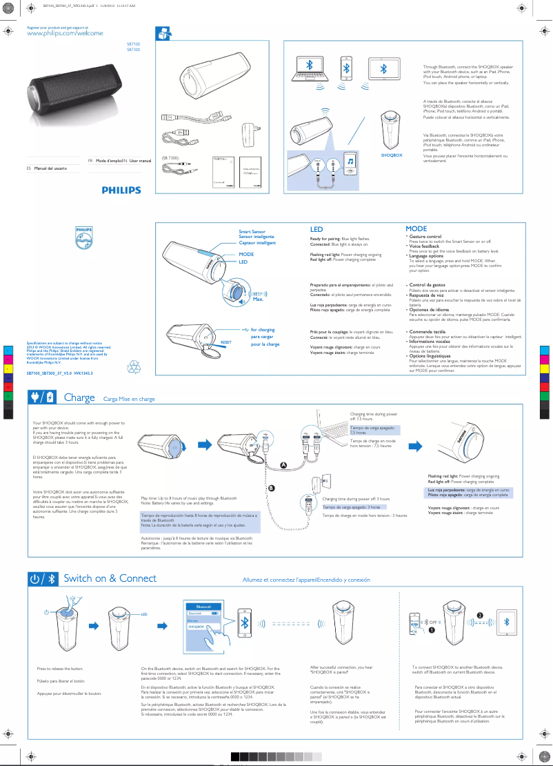 Page 1 de la notice Manuel utilisateur Philips SB7100