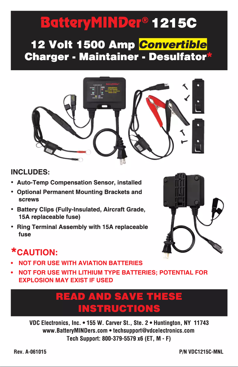 Page n°1 - Manuel utilisateur BatteryMINDer 1215C