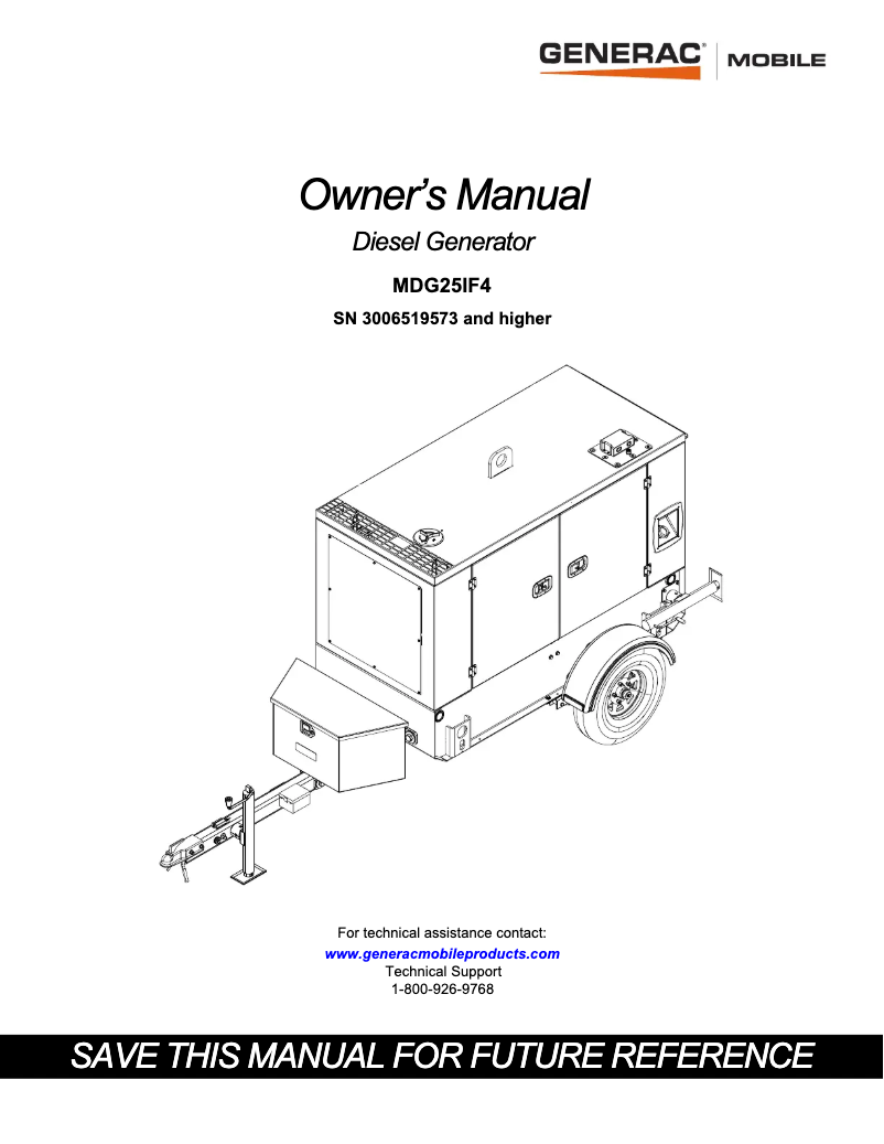 Page n°1 - Manuel utilisateur Generac MDG25IF4