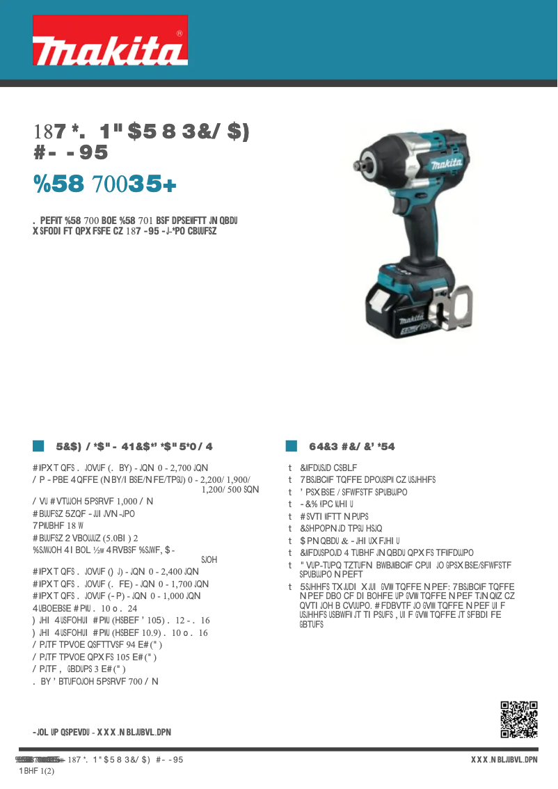 Page n°1 - Fiche technique Makita DTW700RTJ