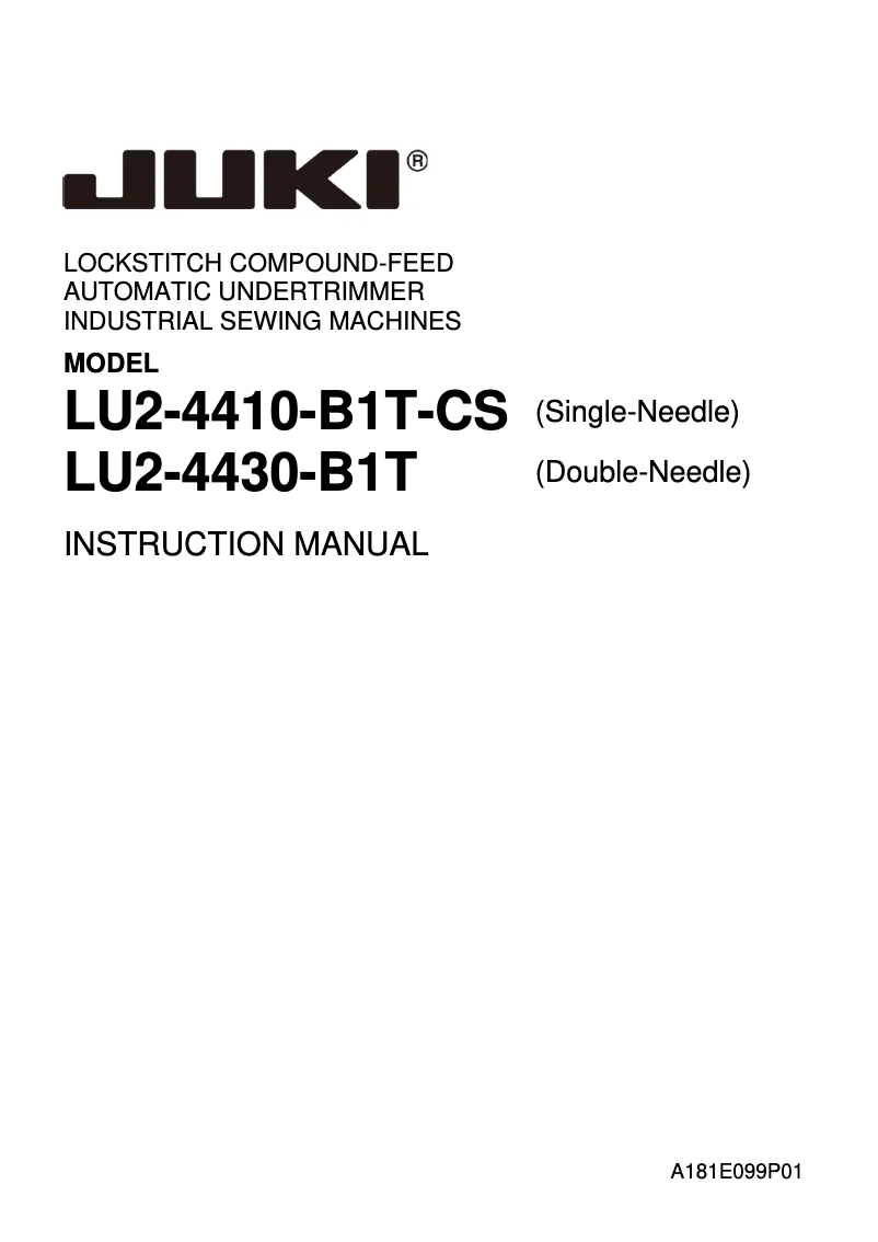 Page n°1 - Manuel utilisateur Juki LU2-4410_4430-B1T-CS