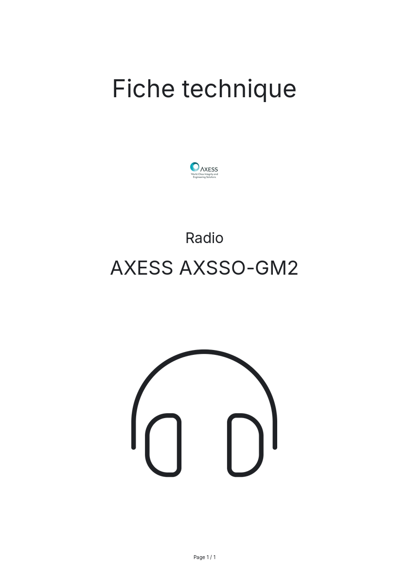 Page n°1 - Fiche technique AXESS AXSSO-GM2