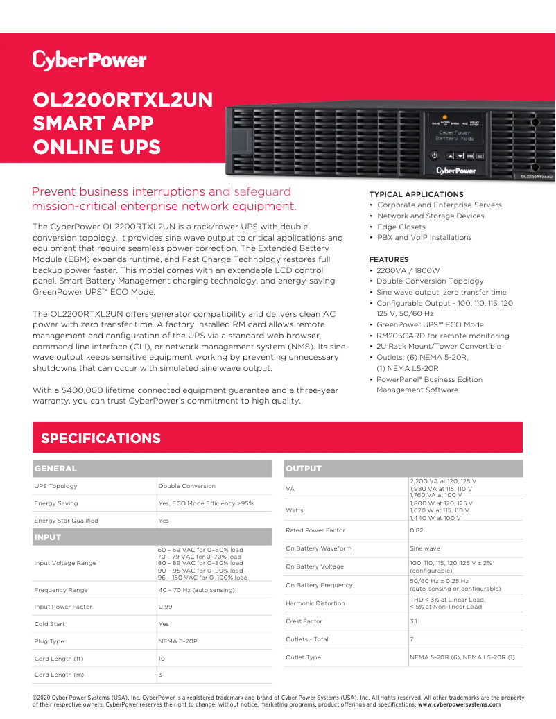 Imagen de la primera página del manual del dispositivo OL2200RTXL2UN