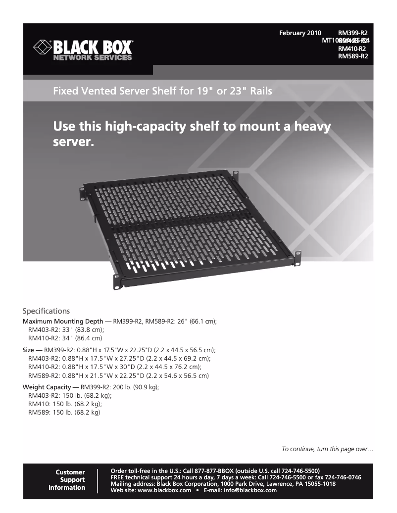 Page 1 de la notice Manuel utilisateur Black Box RM410-R2