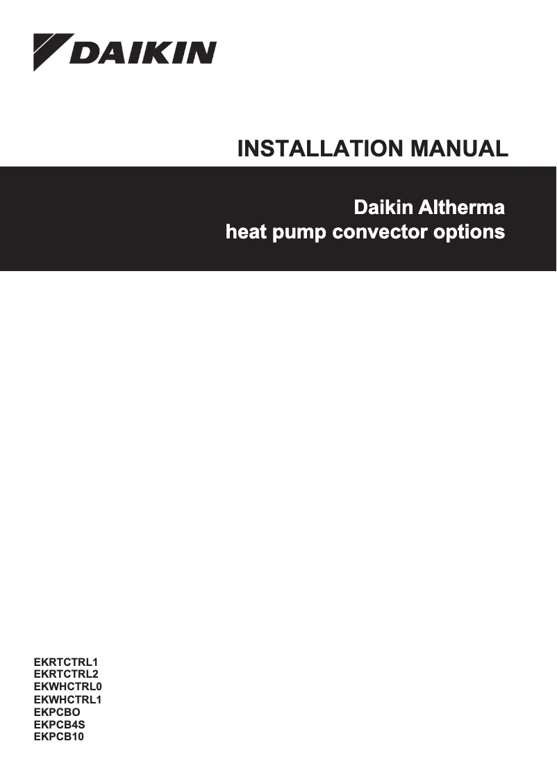 Page 1 de la notice Guide d'installation Daikin EKWHCTRL0