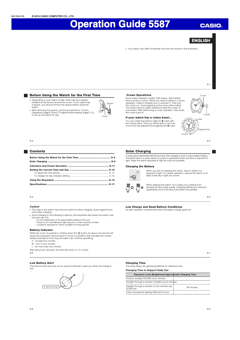 Page 1 de la notice Manuel utilisateur Casio Edifice EFS-S530L-5AVUEF