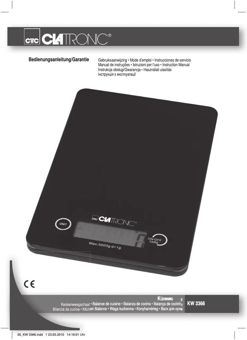 Page 1 de la notice Manuel utilisateur Clatronic KW 3366