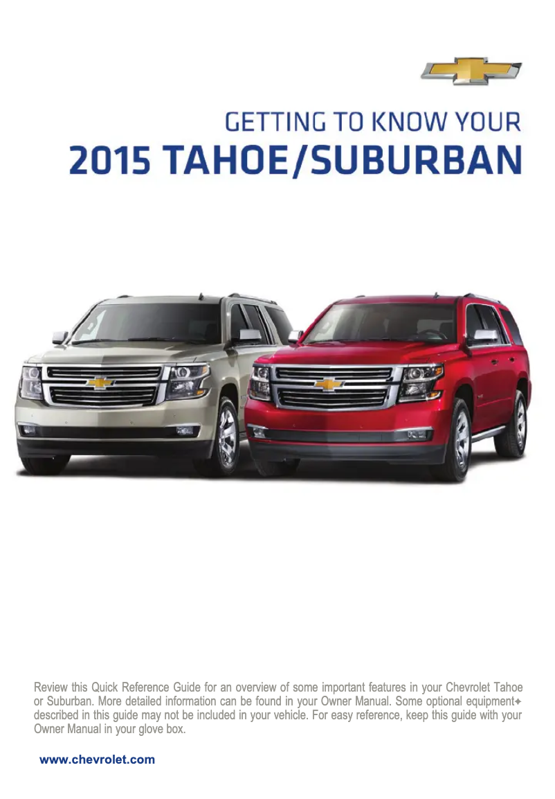 Page 1 de la notice Guide de démarrage rapide Chevrolet Suburban (2015)