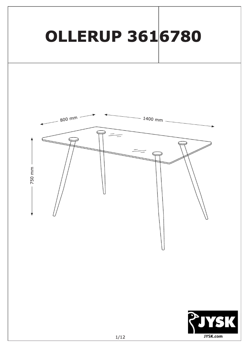 Page n°1 - Manuel utilisateur JYSK Ollerup (80x140x75)