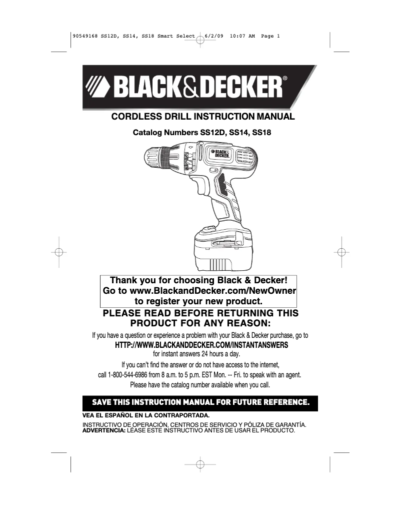Page 1 de la notice Manuel utilisateur Black & Decker SS14