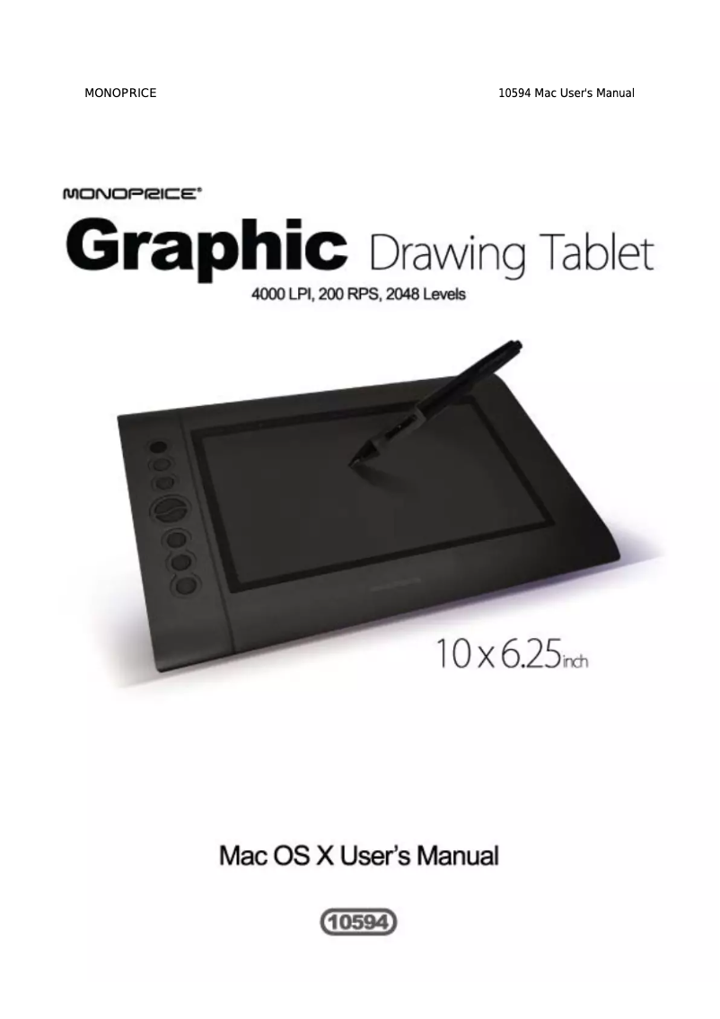 Page 1 de la notice Manuel utilisateur Monoprice Graphic Drawing Tablet