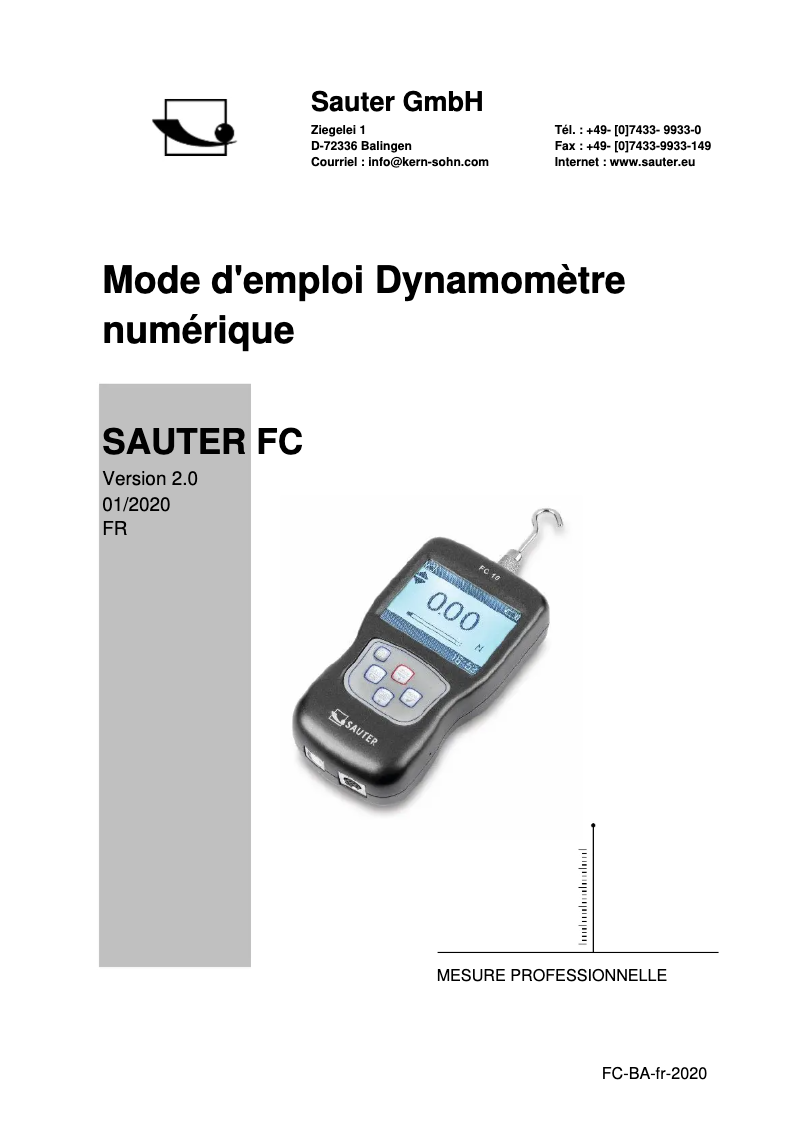 Page 1 de la notice Manuel utilisateur Kern FC 1K-BT