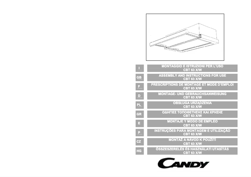 Page 1 de la notice Manuel utilisateur Candy CA CBT 63 X