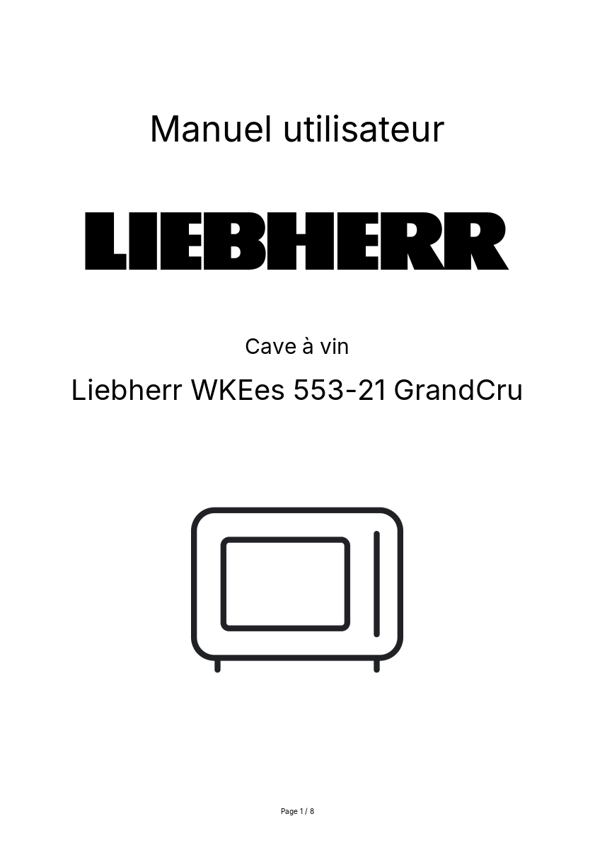 Image de la première page du manuel de l'appareil WKEes 553-21 GrandCru
