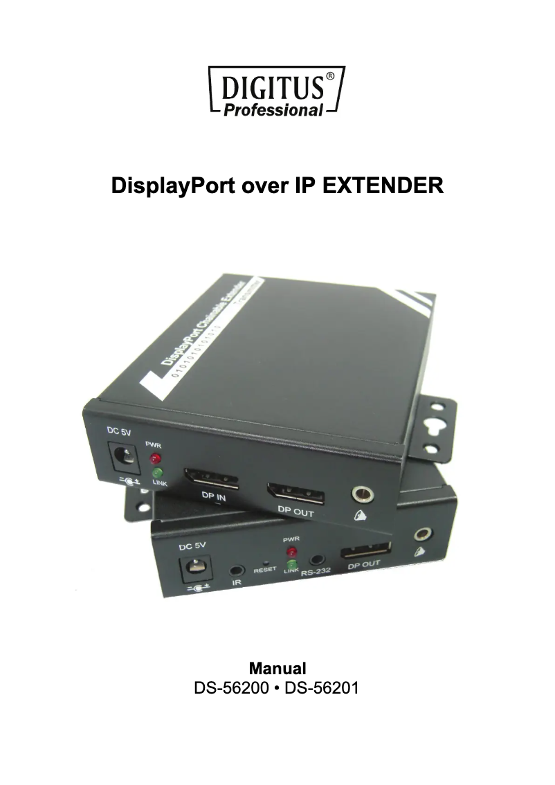 Page 1 de la notice Manuel utilisateur Digitus DisplayPort over IP Extender DS-56201