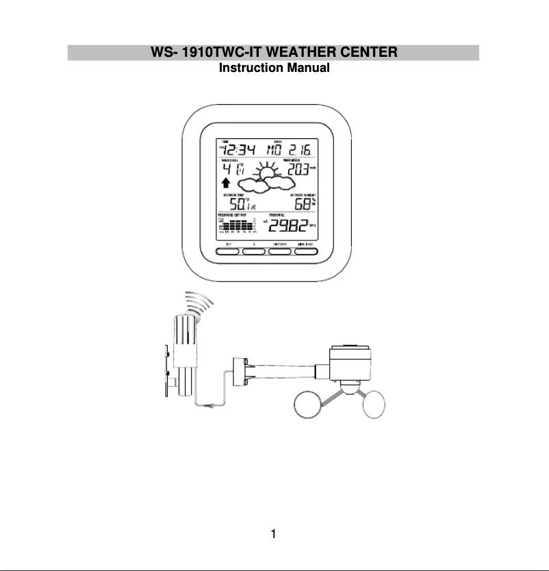 Image de la première page du manuel de l'appareil WS-1910TWC-IT