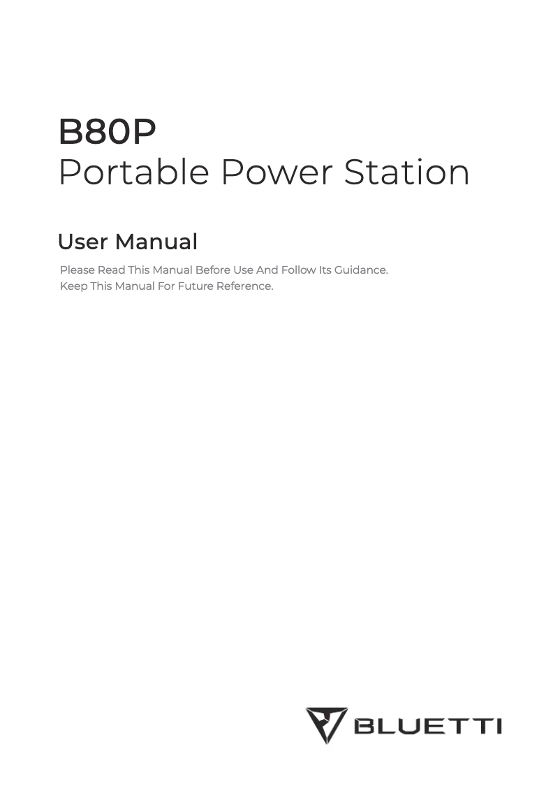 Page n°1 - Manuel utilisateur Bluetti B80P