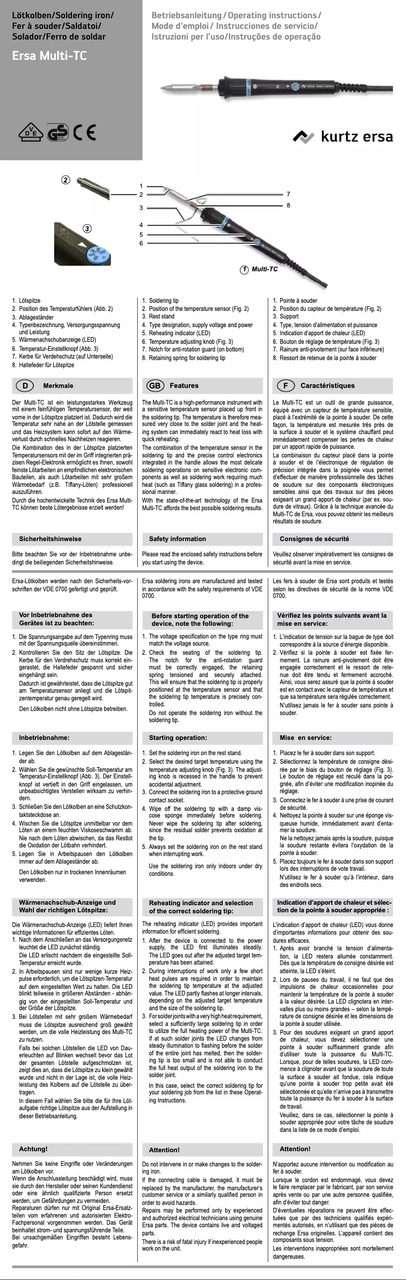 Image de la première page du manuel de l'appareil Multi-TC