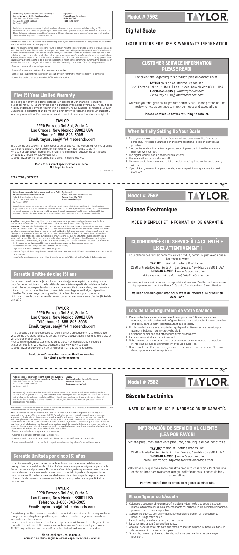 Page n°1 - Manuel utilisateur Taylor 75624072