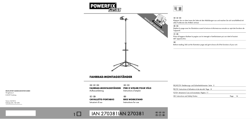 Page 1 de la notice Manuel utilisateur Powerfix IAN 270381