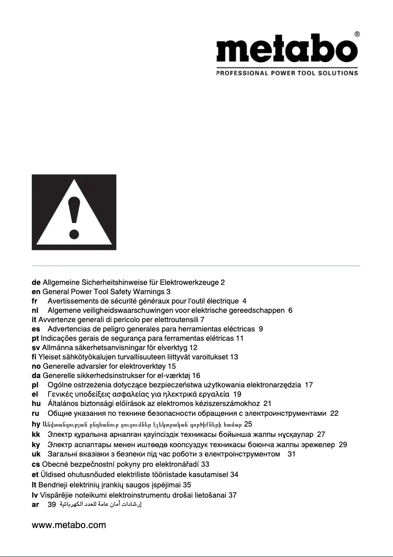 Page n°1 - Instructions de sécurité Metabo BS 18 LTX Quick