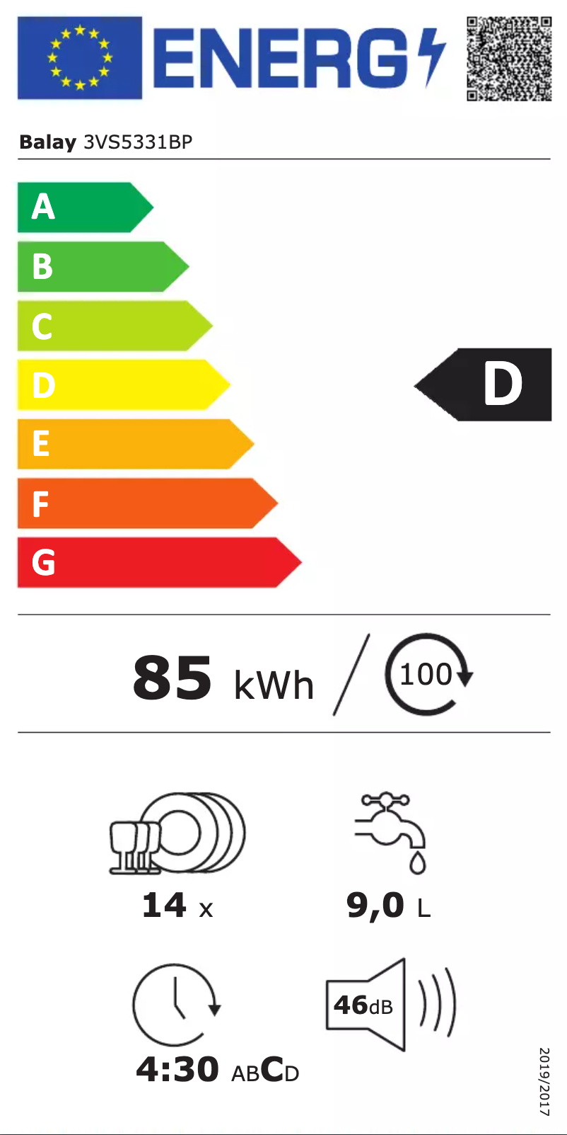 Page n°1 - Label énergétique Balay 3VS5331BP