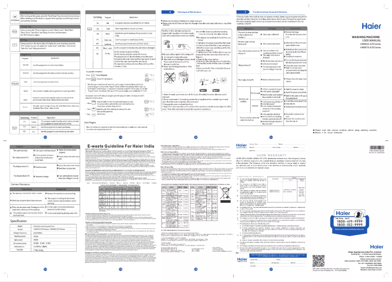 Page 1 de la notice Manuel utilisateur Haier HWM65-678ES5