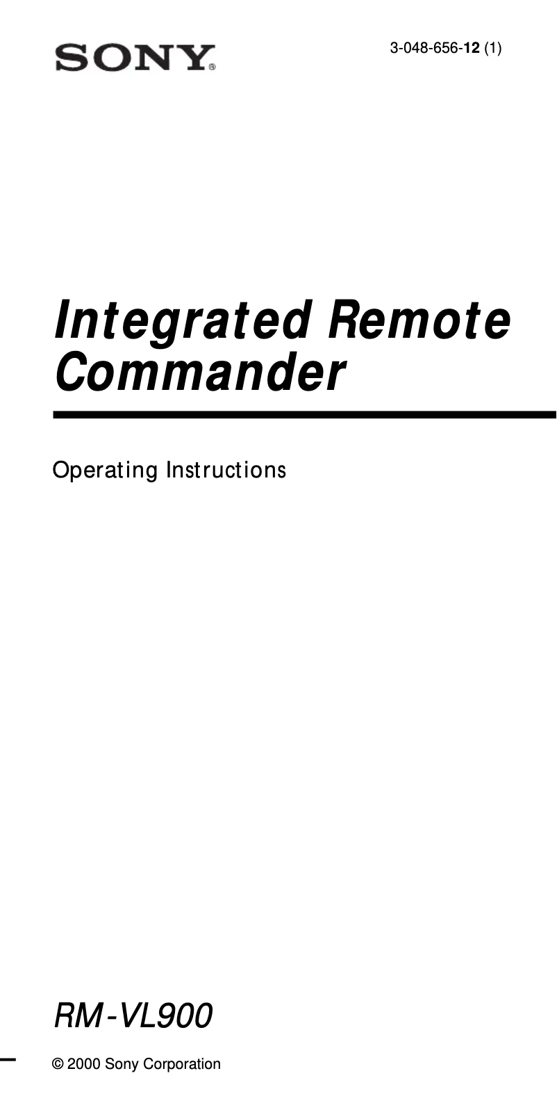 Page 1 de la notice Manuel utilisateur Sony RM-VL900