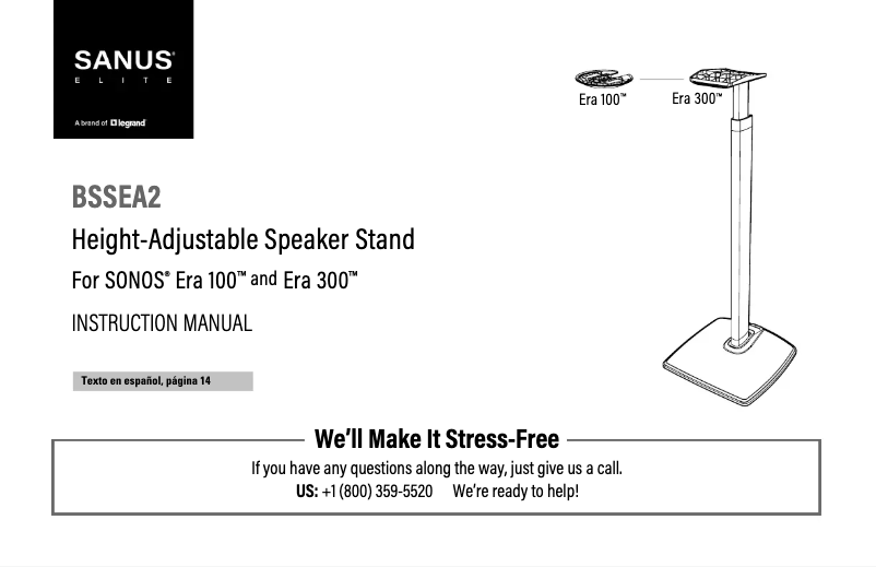 Page 1 de la notice Guide d'installation Sanus BSSEA2