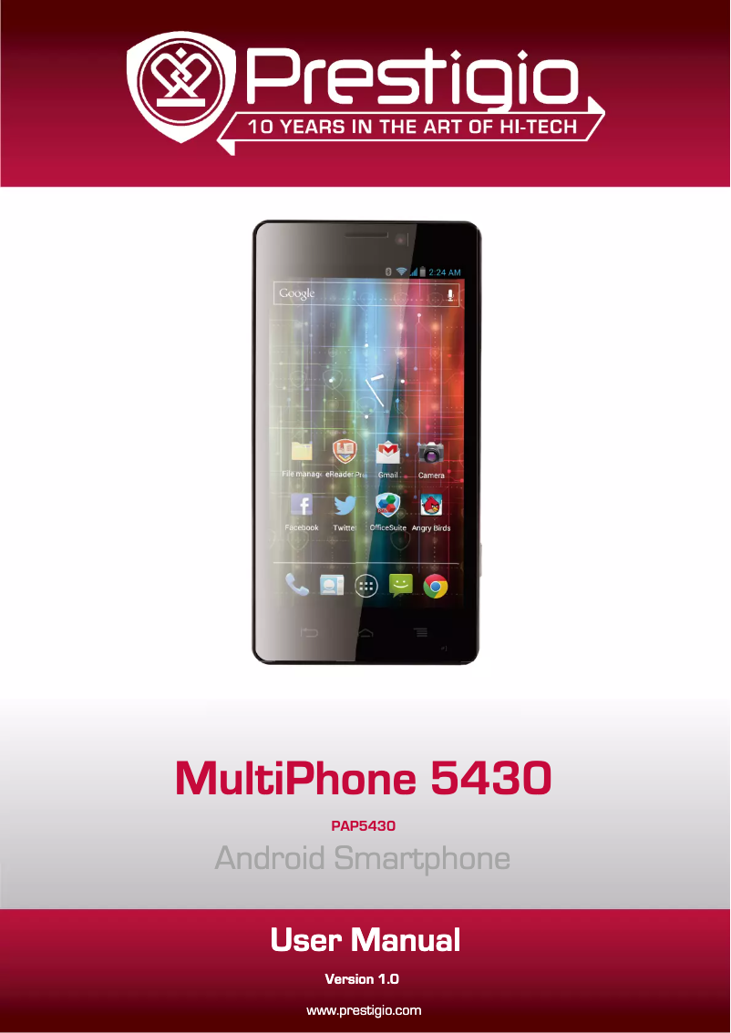 Page 1 de la notice Mode d'emploi Prestigio MultiPhone 5430