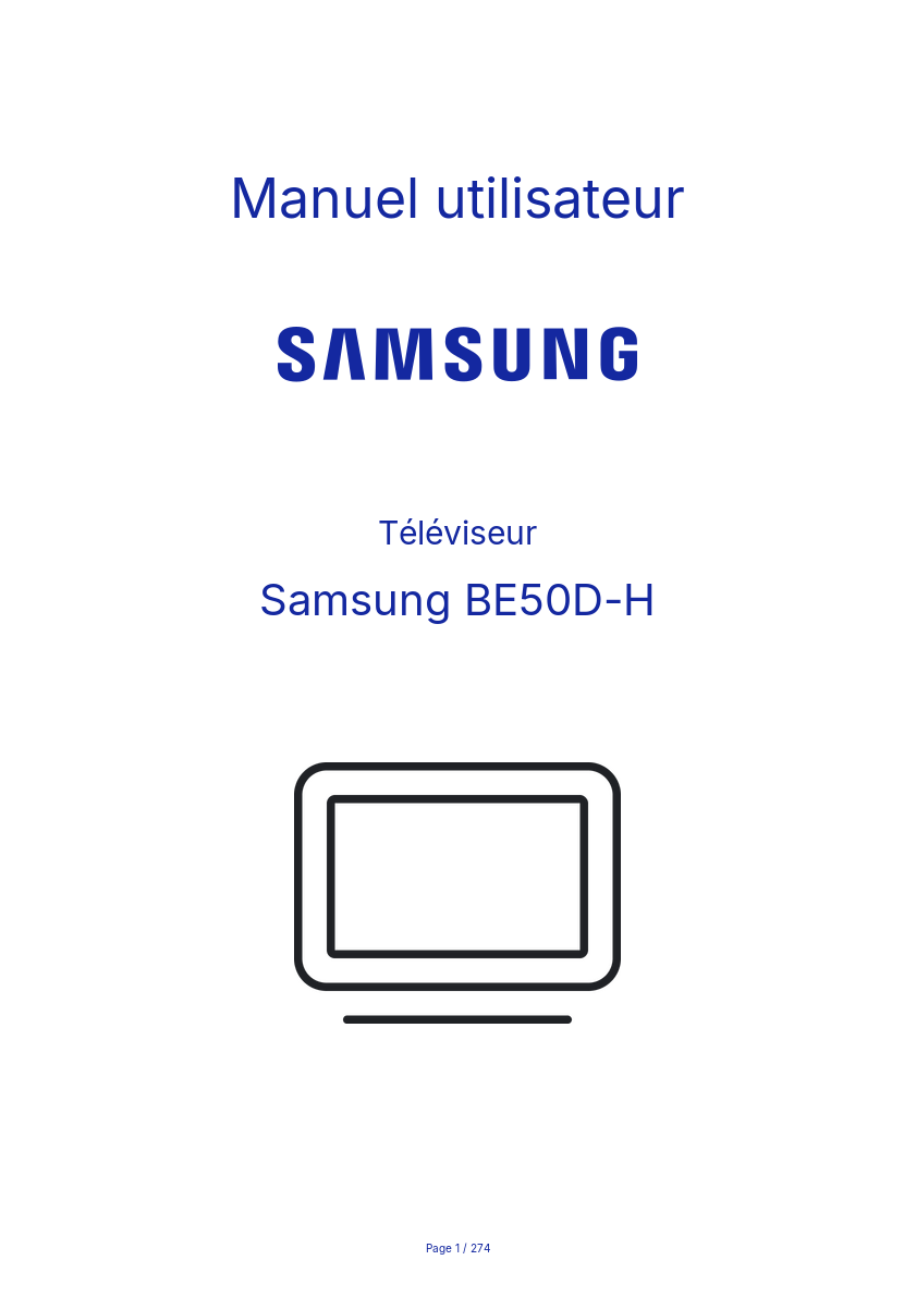 Page n°1 - Manuel utilisateur Samsung BE50D-H