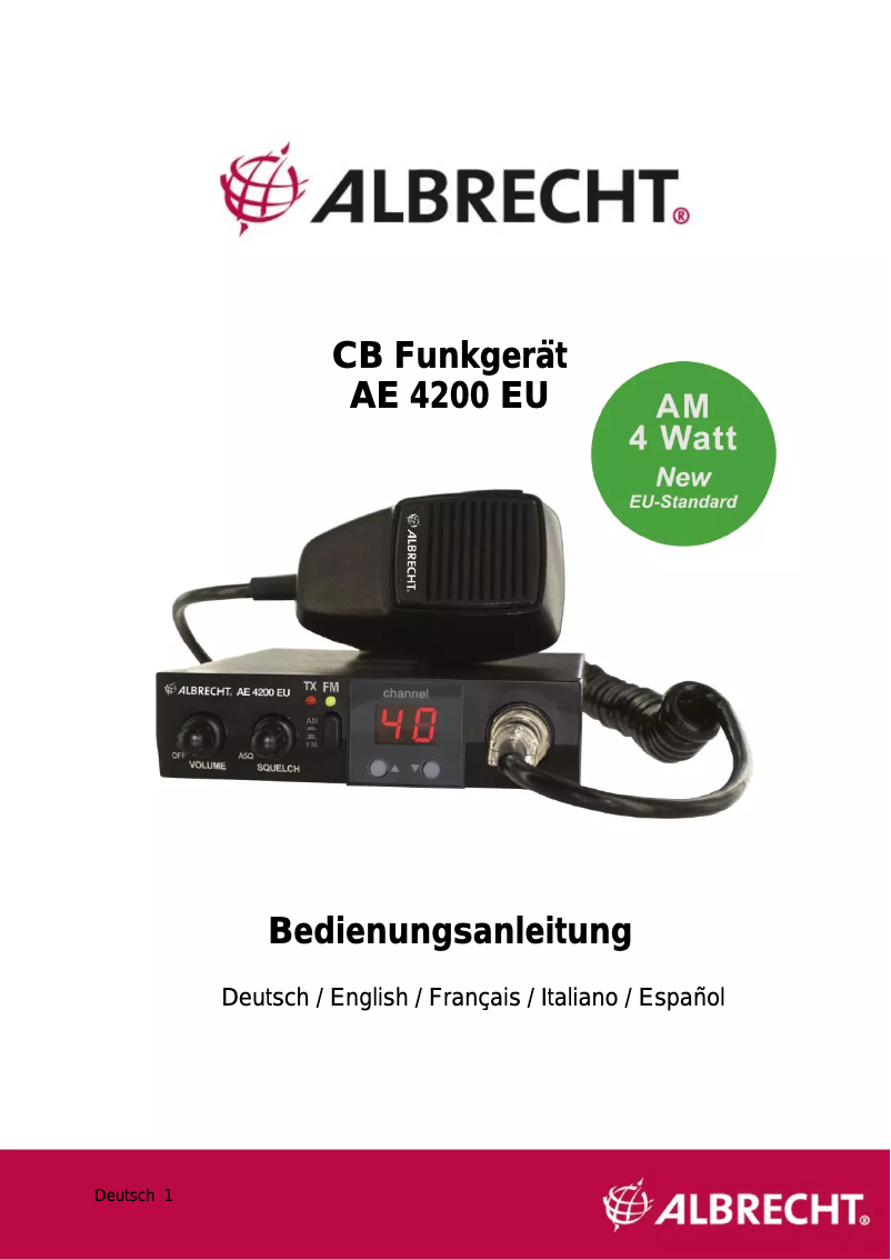 Page 1 de la notice Manuel utilisateur Albrecht AE 4200 EU