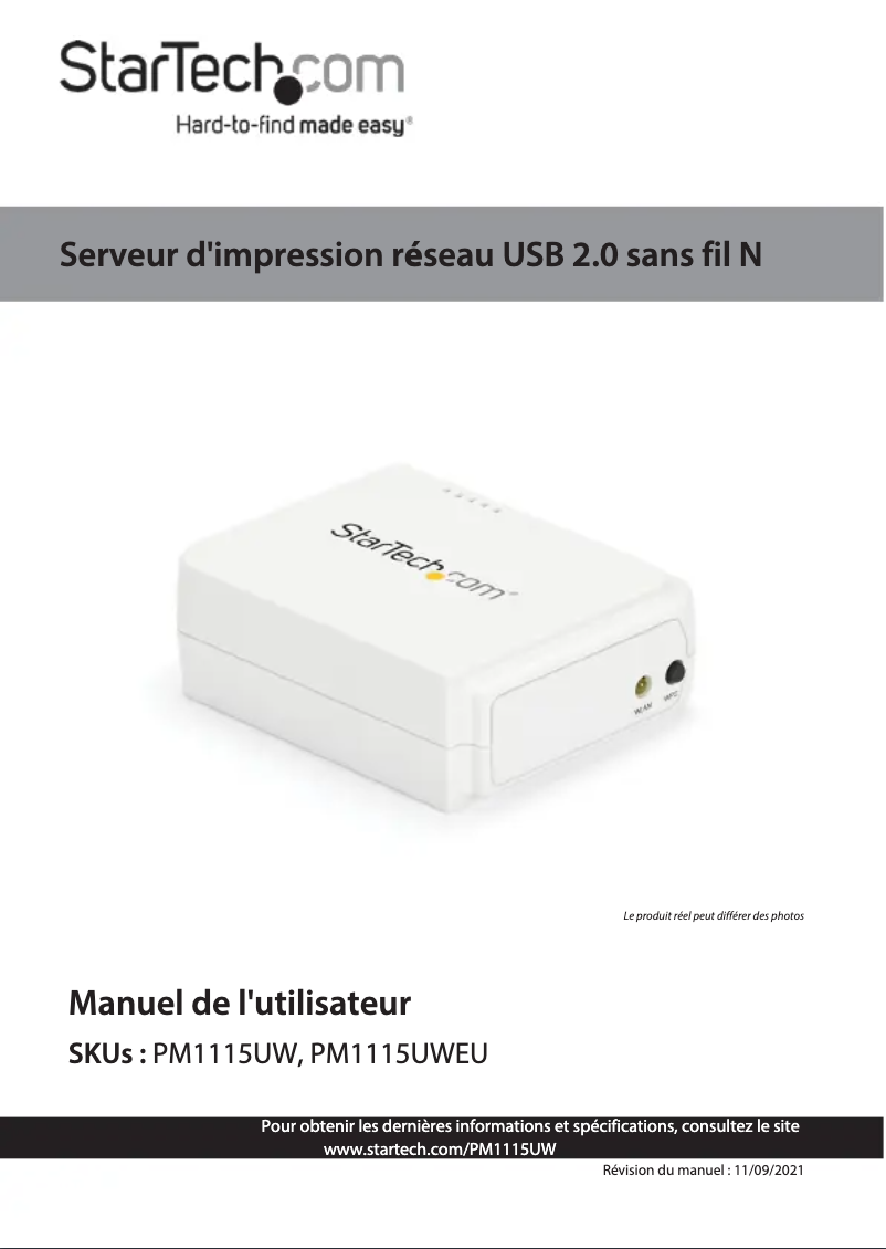 Page n°1 - Manuel utilisateur StarTech.com PM1115UWEU