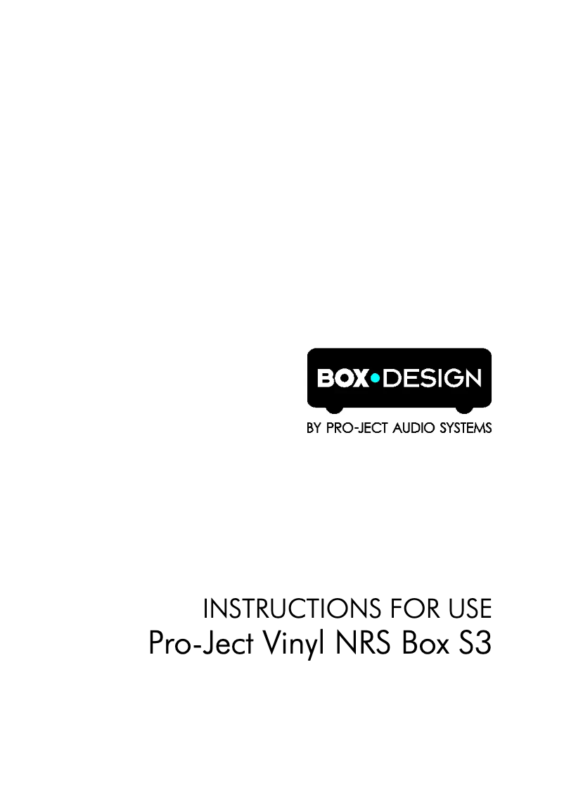Page n°1 - Manuel utilisateur Pro-Ject Pro-Ject Vinyl NRS Box S3