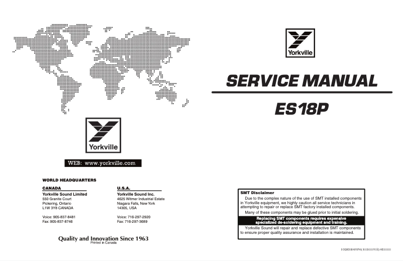 Page n°1 - Manuel utilisateur Yorkville Elite ES18P