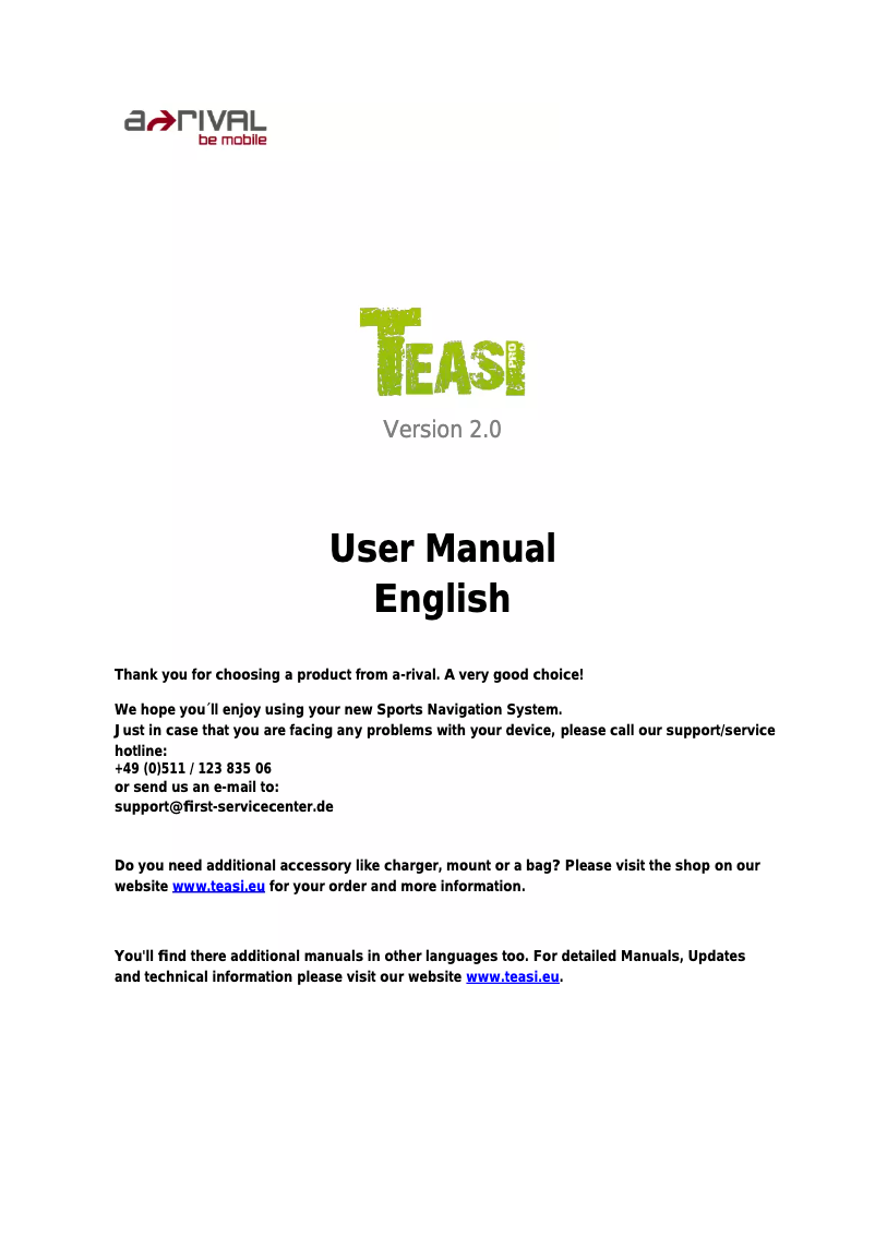 Página 1 del manual Manual de usuario A-Rival Teasi PRO