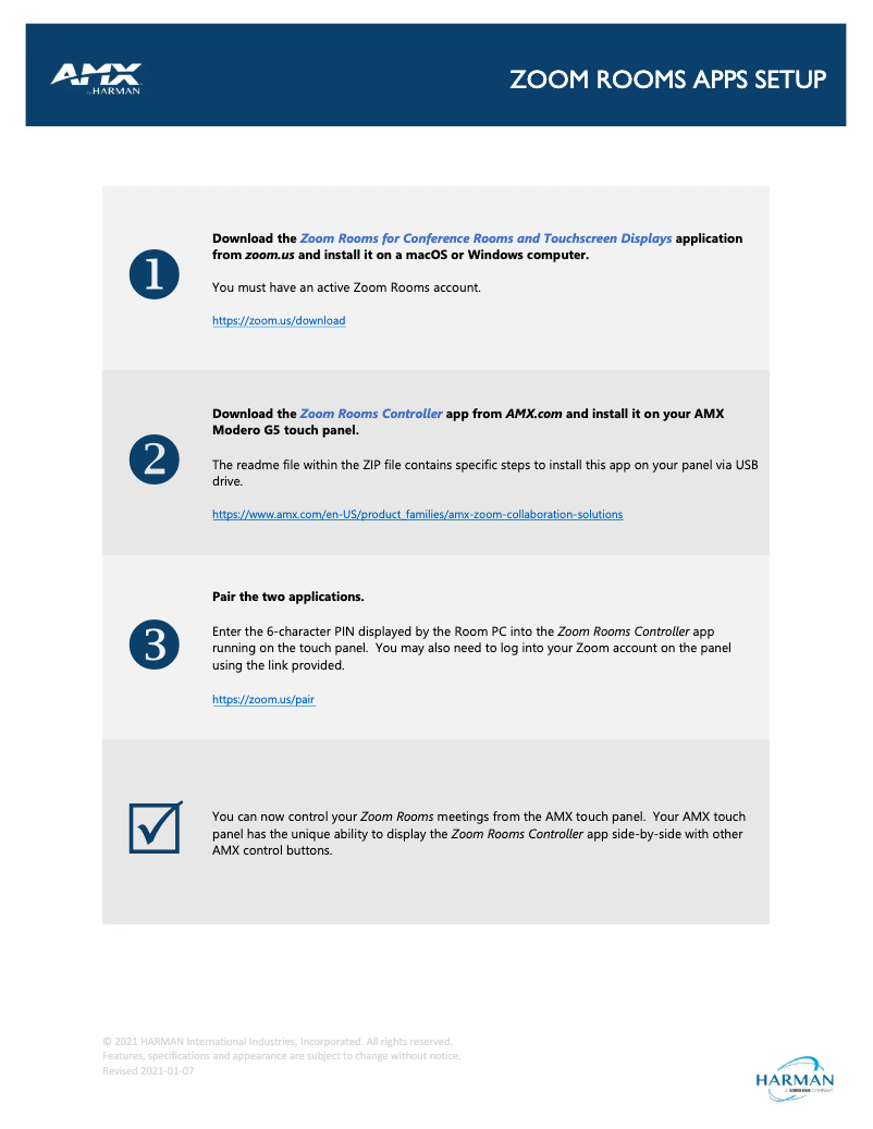Page 1 de la notice Guide d'installation AMX MT-2002