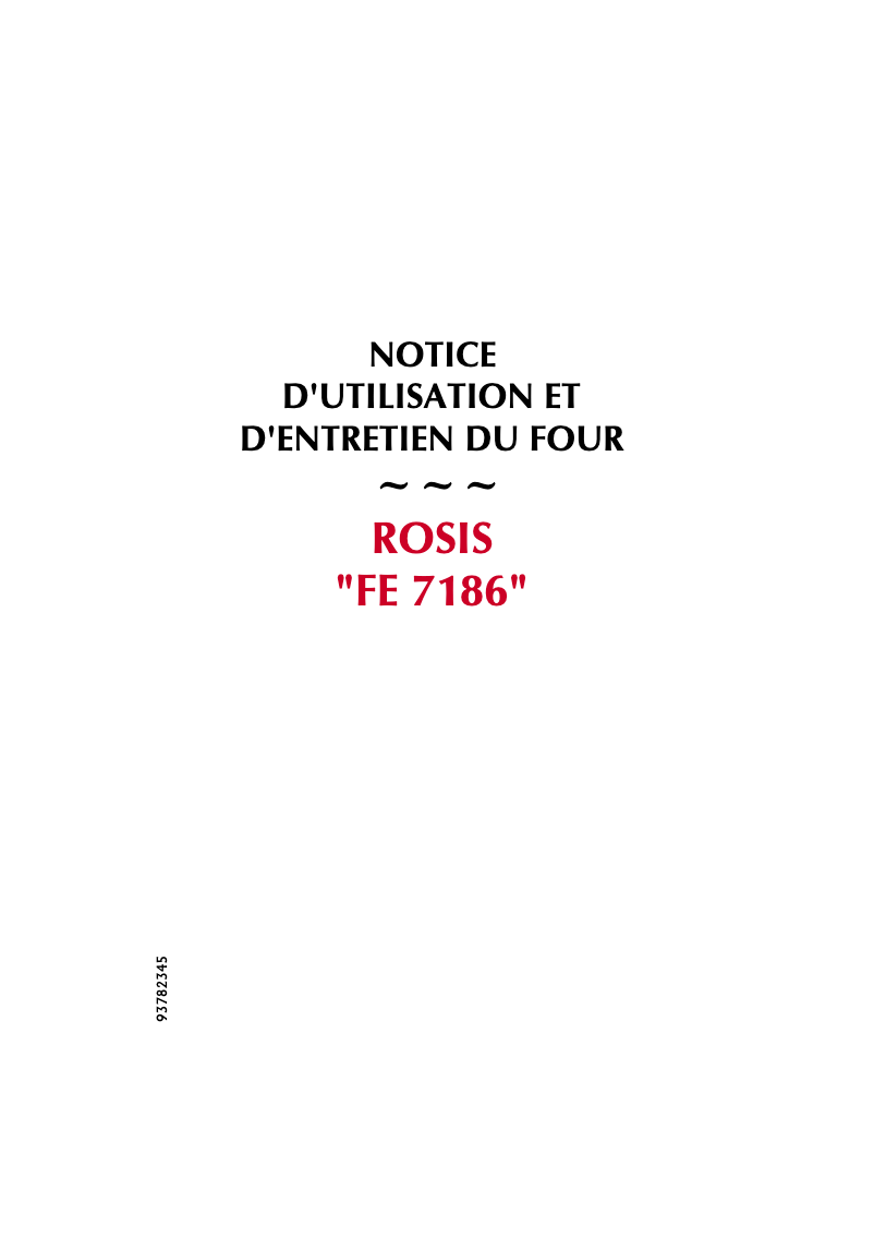 Page 1 de la notice Manuel utilisateur Rosieres FE 7186 RB