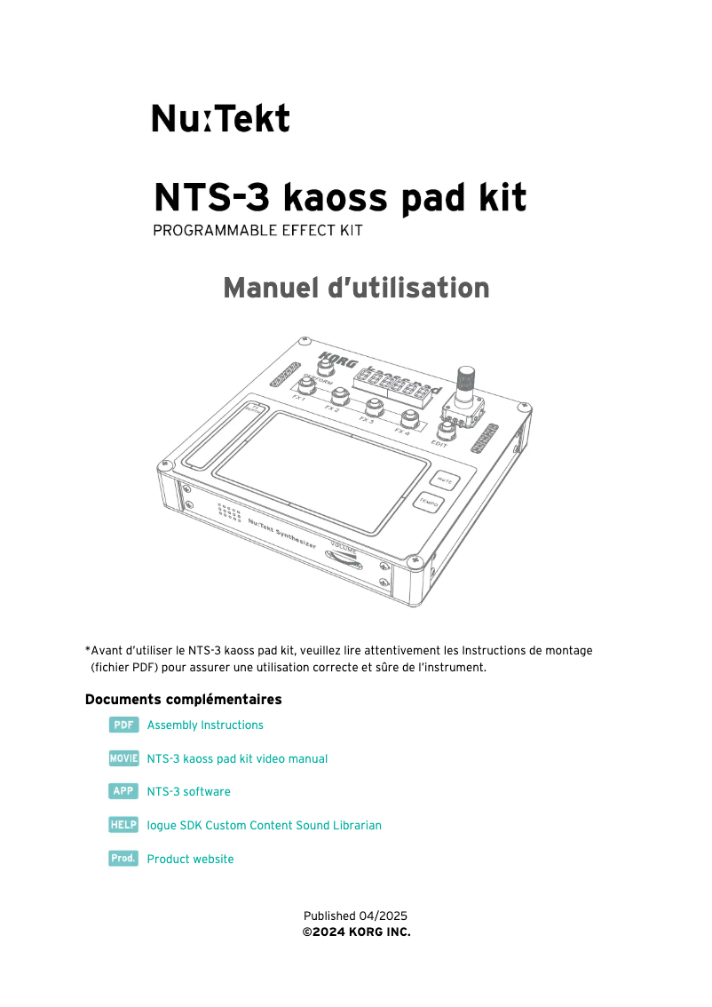 Page n°1 - Manuel utilisateur Korg NTS-3
