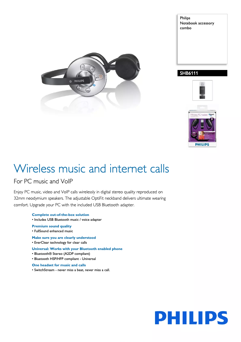 Image de la première page du manuel de l'appareil SHB6111